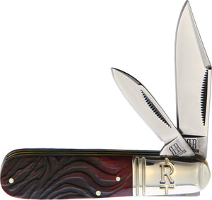 Rough Ryder Barlow Red Worm Groove Bone Folding Stainless Clip/Pen Knife 2056