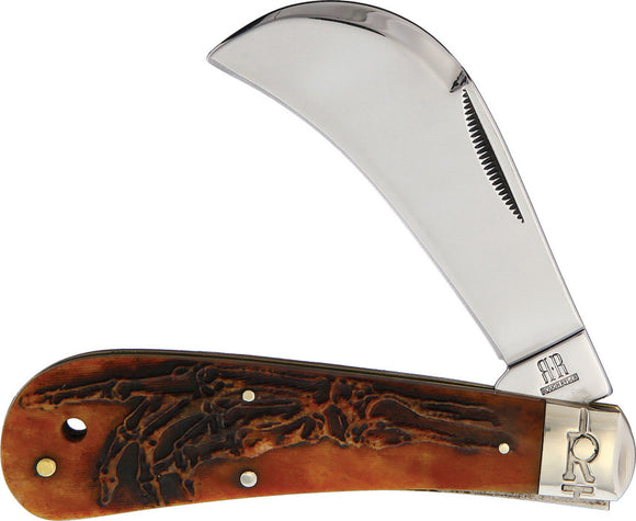 Rough Ryder The Reaper Brown Bone Folding Stainless Hawkbill Pocket Knife 2058