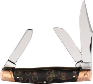 Rough Ryder Stockman Copper Black Folding Pocket Knife 2064