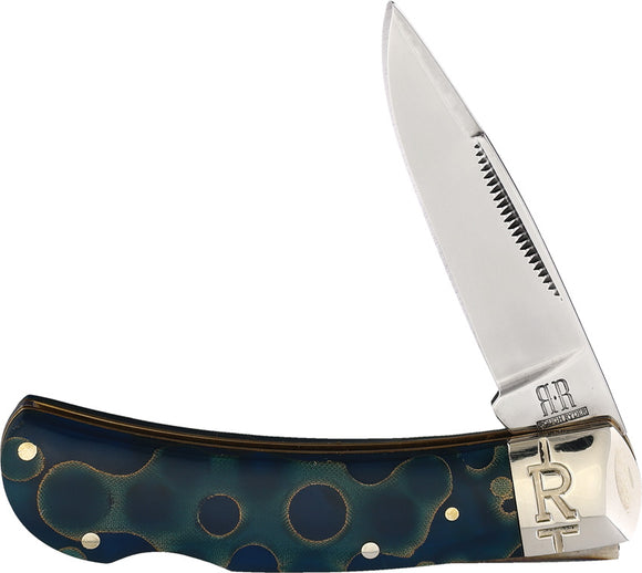 Rough Ryder Lockback Blue Swirl Folding Pocket Knife 2069