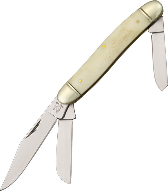 Rough Ryder Stockman White Bone 440 Stainless Folding Knife 206