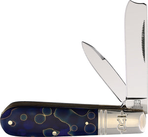 Rough Ryder Razor Barlow Blue Swirl Folding Pocket Knife 2074