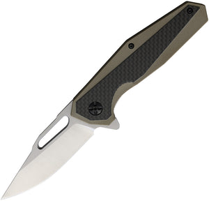 Rough Ryder Linerlock Tan G10/Carbon Fiber Folding High Carbon Pocket Knife 2083