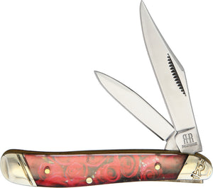 Rough Ryder Peanut Red Roses Folding Pocket Knife 2090