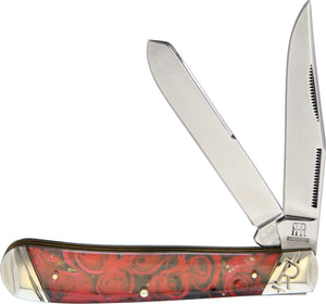 Rough Ryder Red Rose Trapper Folding Pocket Knife 2097