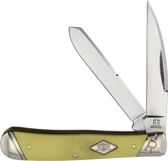 Rough Ryder Trapper Yellow Folding Carbon Steel Wharncliffe/Spey Knife 2127