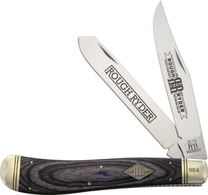 Rough Ryder 25th Anniversary Black Wood Trapper Folding Pocket Knife 2146