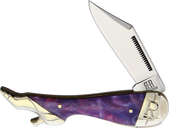 Rough Ryder Leg Knife Purple Swirl Folding Pocket Knife 2152