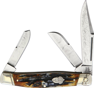 Rough Ryder Stockman Cinnamon Stag Folding Pocket Knife 2160