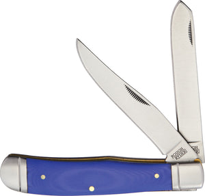 Rough Ryder Trapper Blue G10 Folding Stainless Clip/Spey Pocket Knife 2168