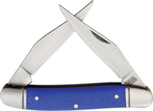 Rough Ryder Muskrat Blue G10 Folding Stainless Dual Clip Point Pocket Knife 2170