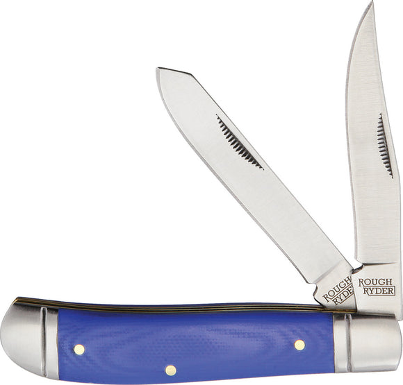 Rough Ryder Trapper Blue G10 Folding Stainless Clip/Spey Pocket Knife 2171