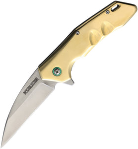 Rough Ryder Brass Linerlock Folding D2 Steel Wharncliffe Pocket Knife 2179