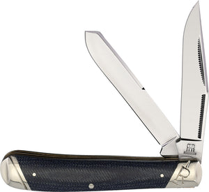 Rough Ryder Trapper Denim Micarta Folding Stainless Clip/Spey Pocket Knife 2182