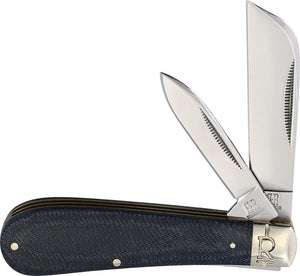 Rough Ryder Half Hawk Denim Micarta Folding T10 Hawkbill/Pen Pocket Knife 2186