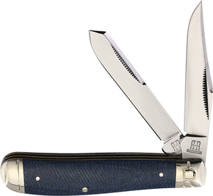 Rough Ryder Mini Trapper Denim Micarta Folding T10 Clip/Spey Pocket Knife 2187