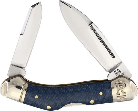 Rough Ryder Dogleg Canoe Denim Micarta T10 Folding Pocket Knife 2189