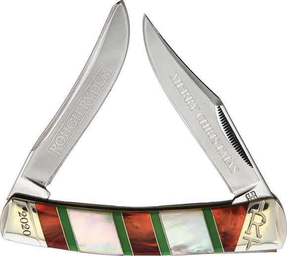 Rough Ryder Christmas Moose Red & Green Folding Pocket Knife 2199