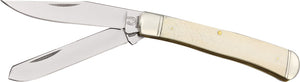 Rough Rider Trapper Stainless White Bone 2-Blade Folding Pocket Knife 22034W