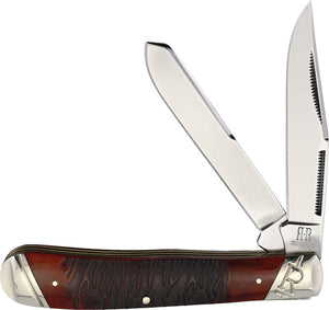 Rough Ryder Trapper Tiger Stripe Jigged Bone Folding Stainless Pocket Knife 2218