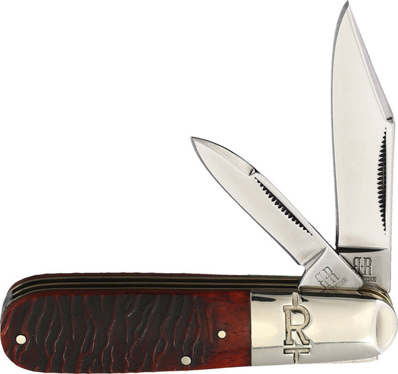 Rough Ryder Barlow Tiger Stripe Jigged Bone Folding Stainless Pocket Knife 2219