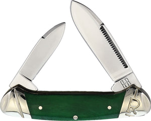 Rough Ryder Mini Canoe Green Smooth Bone Folding Stainless Spear/Pen Knife 2229