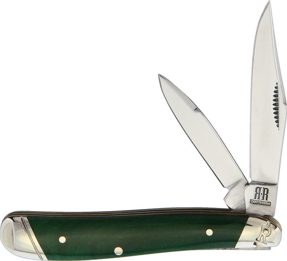 Rough Ryder Peanut Green Smooth Bone Folding Stainless Clip/Pen Knife 2230