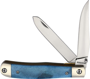 Rough Ryder Trapper Blue Smooth Bone Folding Pocket Knife 2236