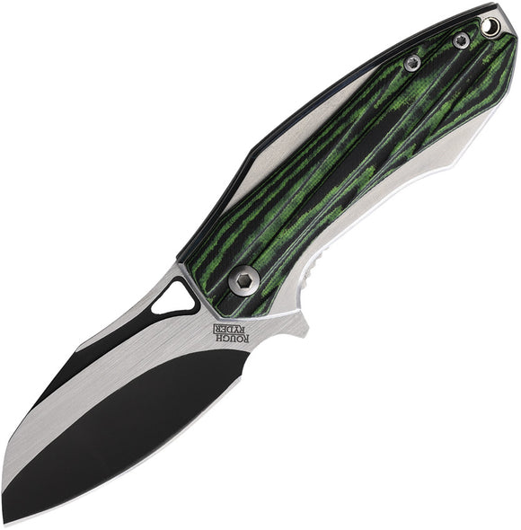 Rough Ryder Bullfrog Linerlock Black/Green G10 Folding Stainless Knife 2258