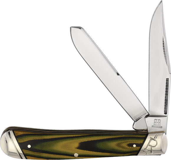 Rough Rider Wasp Trapper Yellow & Black Stainless Folding Pocket Knife 2270