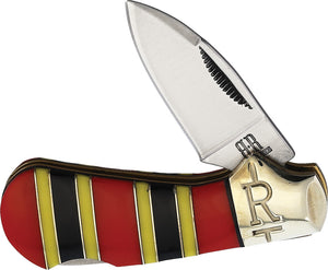 Rough Ryder Cub Lockback Coral Black Red & Yellow Folding Pocket Knife 2273