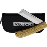 Rough Ryder APTA Pocket Knife Slip Joint Brass Folding VG-10 Cleaver Blade 2284