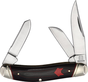 Rough Ryder Red Fox Sowbelly Trapper Red & Black Micarta Folding Knife 2298