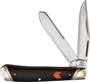 Rough Ryder Desert Fox Trapper Orange & Black Micarta Folding Pocket Knife 2300