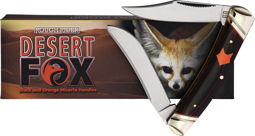 Rough Ryder Desert Fox Small Moose Orange & Black Micarta Folding