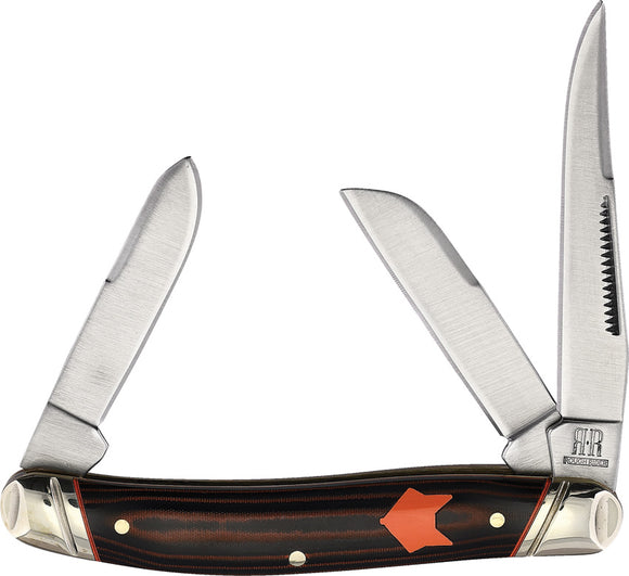 Rough Ryder Desert Fox Stockman Orange & Black Micarta Folding Pocket Knife 2303