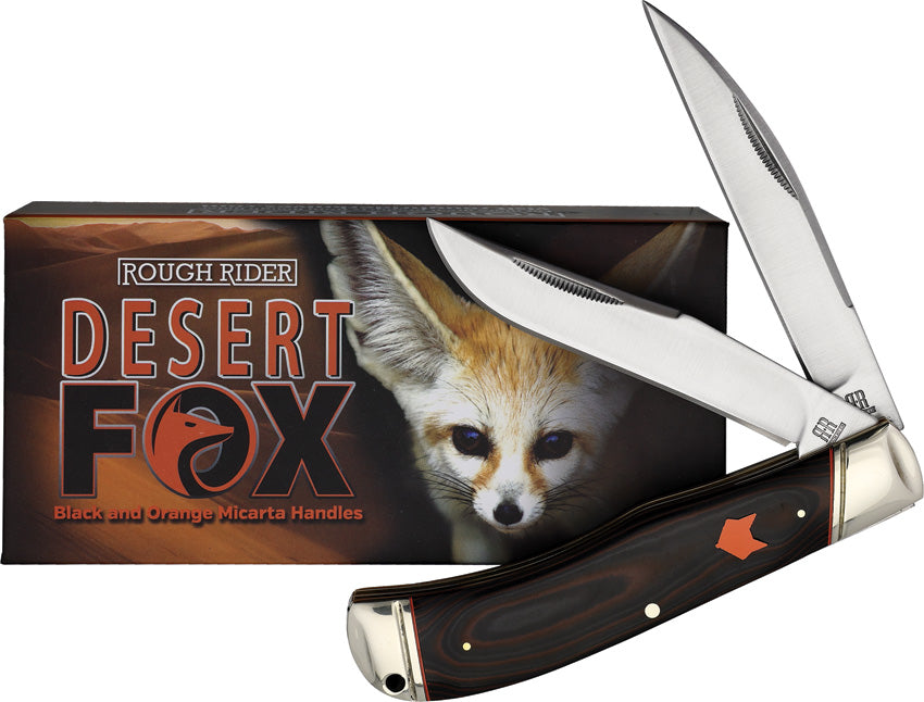 Rough Ryder Desert Fox Jumbo Trapper Orange & Black Micarta