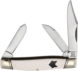 Rough Ryder Arctic Fox Stockman White Micarta Folding Stainless Knife 2311