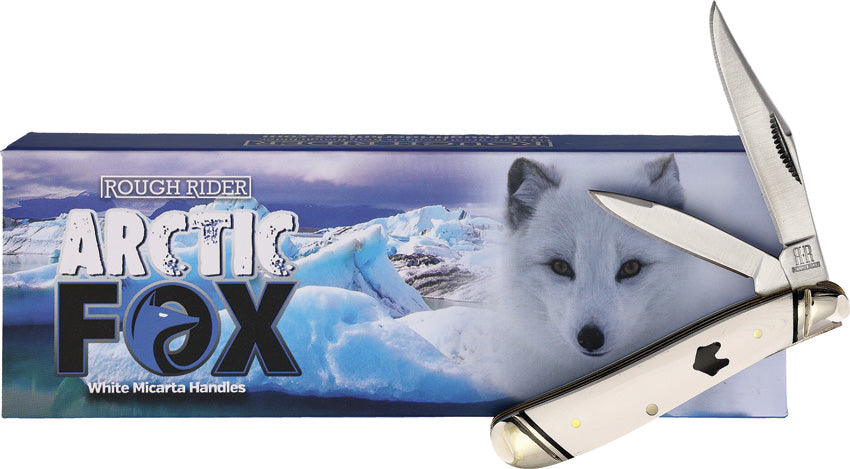 Rough Ryder Arctic Fox Peanut White Micarta Folding Stainless