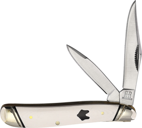 Rough Ryder Arctic Fox Peanut White Micarta Folding Stainless