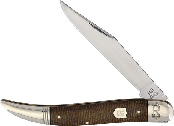 Rough Ryder Large Toothpick Brown Micarta Folding Stainless Pocket Knife 2328