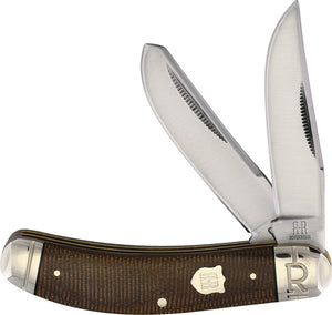 Rough Ryder Sowbelly Trapper Brown Micarta Folding Stainless Pocket Knife 2332