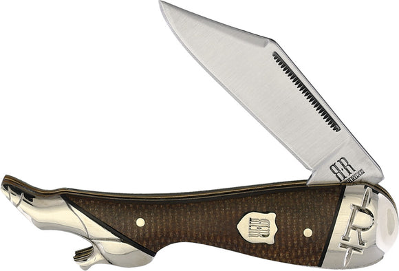 Rough Ryder Leg Brown Burlap Micarta Folding Stainless Clip Pt Pocket Knife 2335