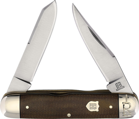 Rough Ryder Moose Brown Burlap Micarta Folding Stainless Pocket Knife 2338