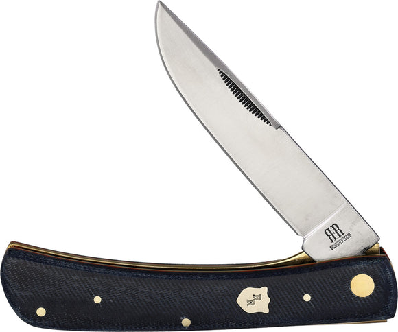 Rough Rider Denim Micarta Work Knife Black Stainless Folding Pocket Knife 2347