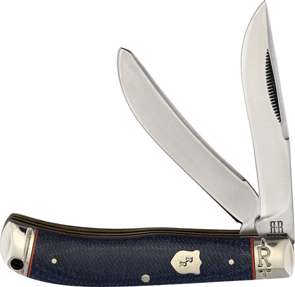 Rough Rider Denim Micarta Bow Trapper Blue Handle  Folding Pocket Knife  2351