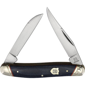 Rough Ryder Muskrat Denim Blue Micarta Folding Stainless Pocket Knife 2356