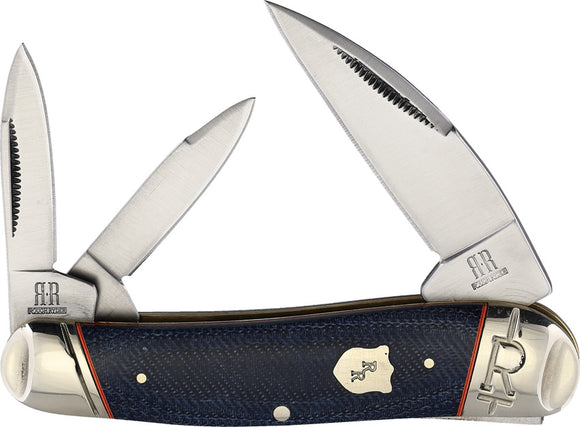 Rough Rider Whittler Blue Jean Micarta Handle Folding Pocket Knife 2357