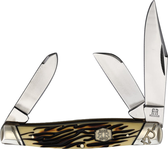 Rough Ryder Large Stockman Pocket Knife Tuff Stag Folding Stainless Blades 2362