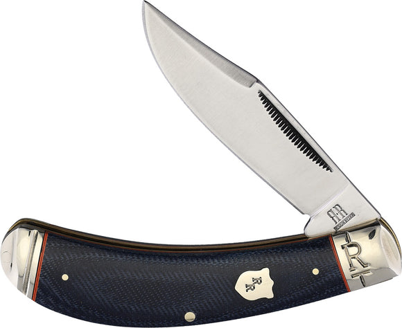 Rough Rider Bow Trapper Blue Jean Micarta Stainless Folding Pocket Knife 2373